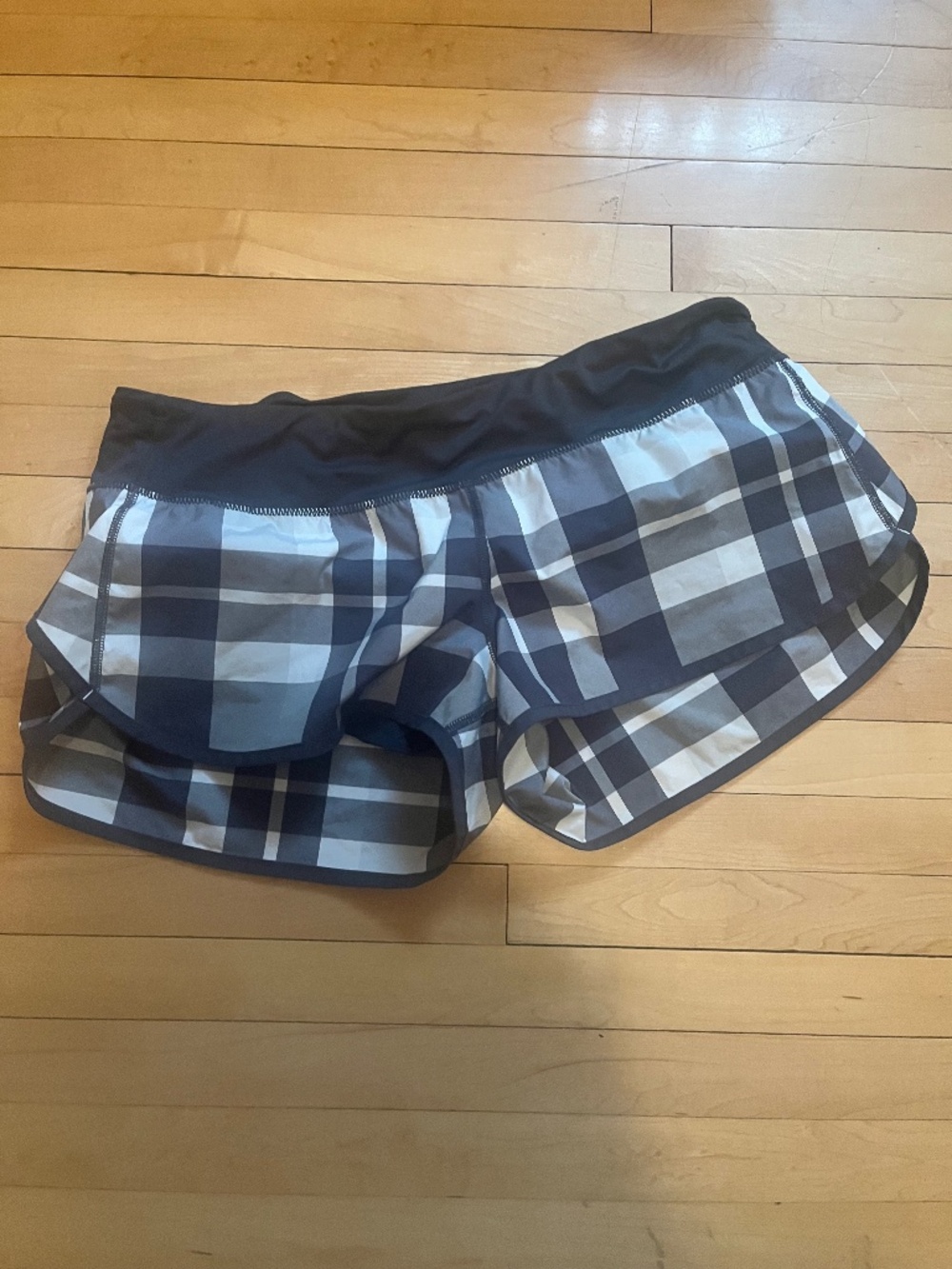 Black/Grey Plaid Lululemon Shorts, Size 8